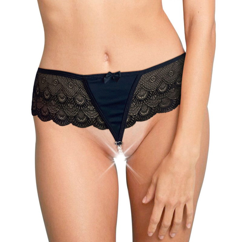 Сексуальные трусики Art of Sex - Lina с жемчугом, размер L-2XL Черные Сексуальные трусики Art of Sex - Lina с жемчугом, размер L-2XL Черные
