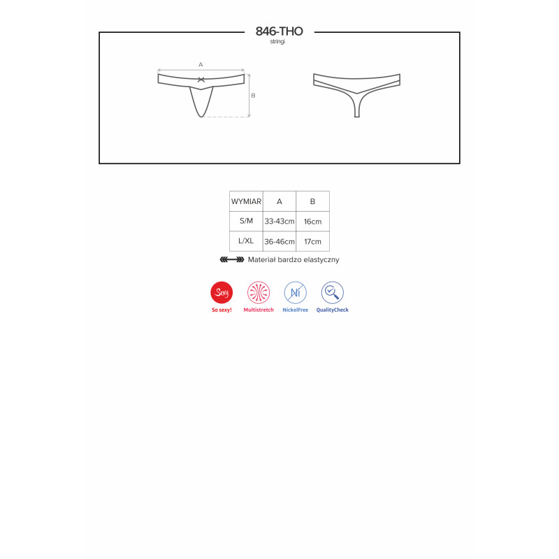 Стрінги Obsessive 846-THO-1 Чорні L/XL Стрінги Obsessive 846-THO-1 Чорні L/XL