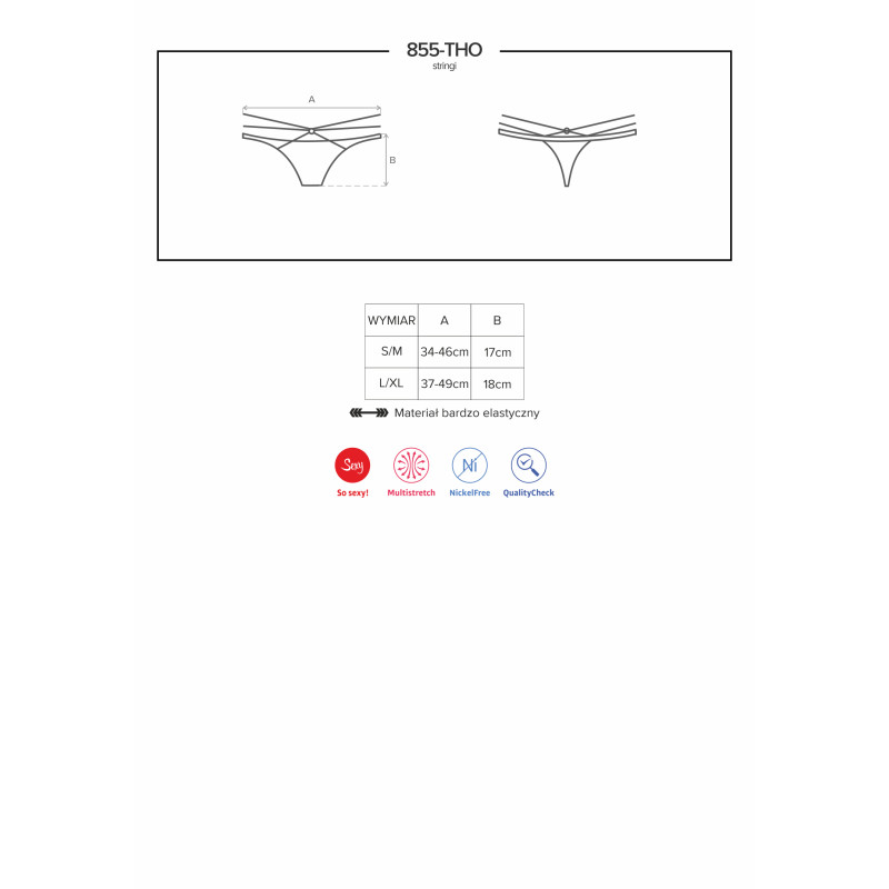 Стрінги Obsessive 855-THO-1 Чорні L/XL Стрінги Obsessive 855-THO-1 Чорні L/XL