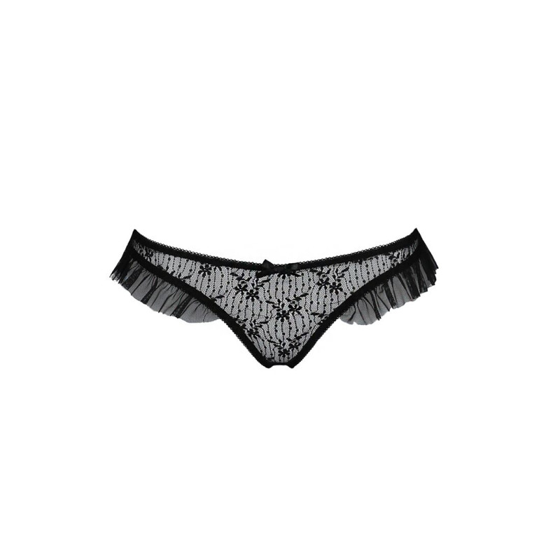 Трусики з оборками Passion Exclusive DONIA THONG black XXL/XXXL