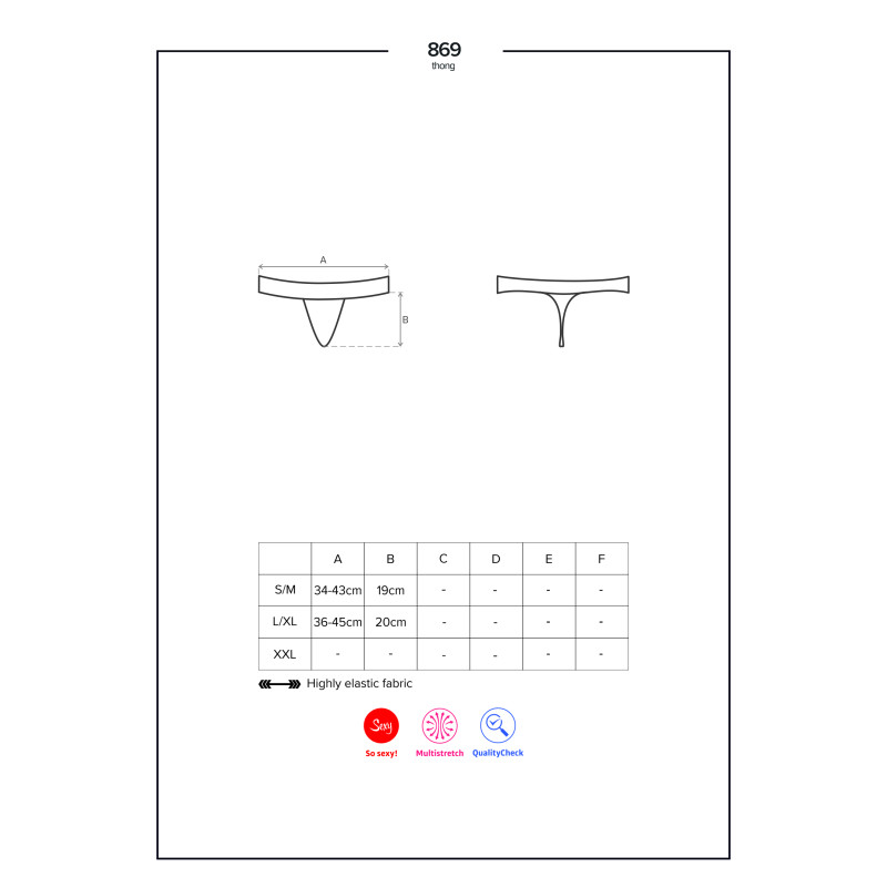 Стрінги Obsessive 869-THO-1 Чорні L/XL Стрінги Obsessive 869-THO-1 Чорні L/XL