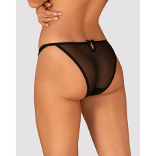 Полупрозрачные трусики с подвеской Obsessive Ivannes panties black черные 2XL/3XL