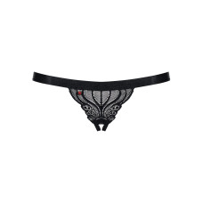 Кружевные танги с доступом Obsessive 828-THC-1 crotchless thong черные S/M