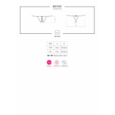 Кружевные танги с двумя отверстиями Obsessive 831-THC-1 crotchless thong черные S/M