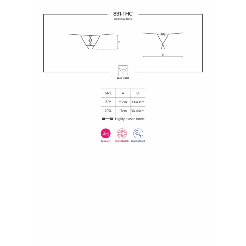 Кружевные танги с двумя отверстиями Obsessive 831-THC-1 crotchless thong черные S/M Кружевные танги с двумя отверстиями Obsessive 831-THC-1 crotchless thong черные S/M