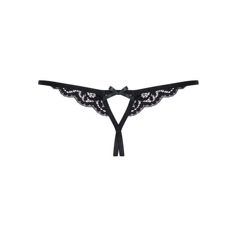 Кружевные танги с двумя отверстиями Obsessive 831-THC-1 crotchless thong черные S/M Кружевные танги с двумя отверстиями Obsessive 831-THC-1 crotchless thong черные S/M