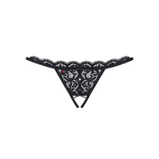 Кружевные танги с двумя отверстиями Obsessive 831-THC-1 crotchless thong черные S/M