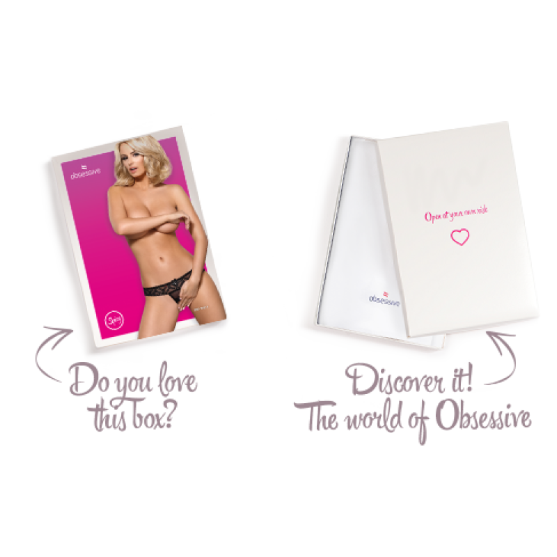 Кружевные танги с доступом Obsessive 837-THC-1 черные L/XL