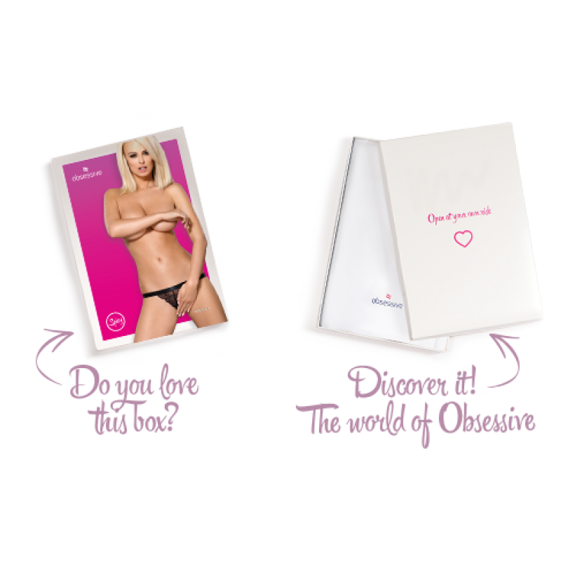 Кружевные танги с доступом Obsessive 828-THC-1 crotchless thong черные L/XL