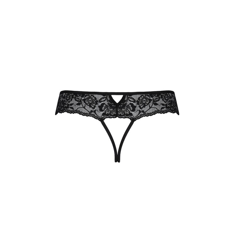 Кружевные стринги с доступом Passion Senia Thong black XXL/XXXL