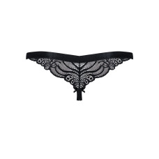 Кружевные танги с доступом Obsessive 828-THC-1 crotchless thong черные L/XL