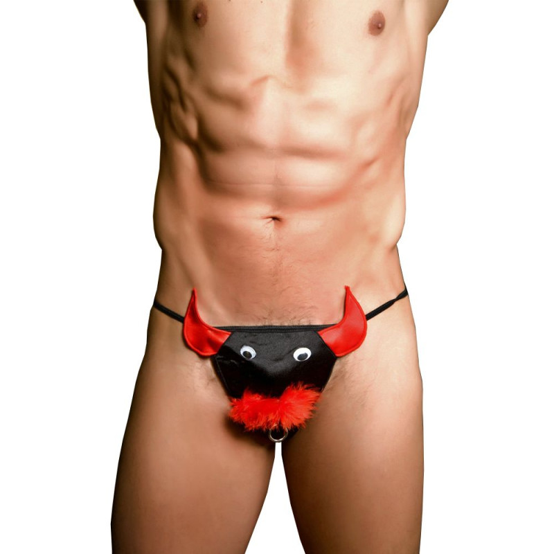 Мужские эротический трусы JSY Разгоряченный Бык Черные/Красные S/M