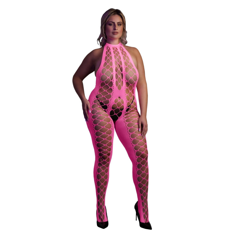 Бодістокінг Ouch! Bodystocking With Halterneck Pink XL/4XL