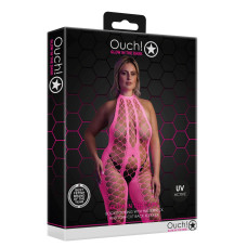 Бодистокинг Ouch! Bodystocking With Halterneck Pink XL/4XL