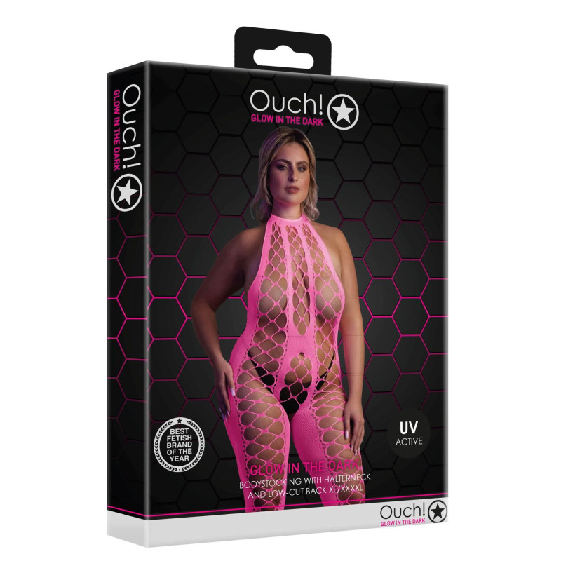 Бодістокінг Ouch! Bodystocking With Halterneck Pink XL/4XL