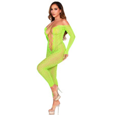 Бодістокінг Leg Avenue Crotchless Footless Lingerie Bodystocking One Size Neon Green