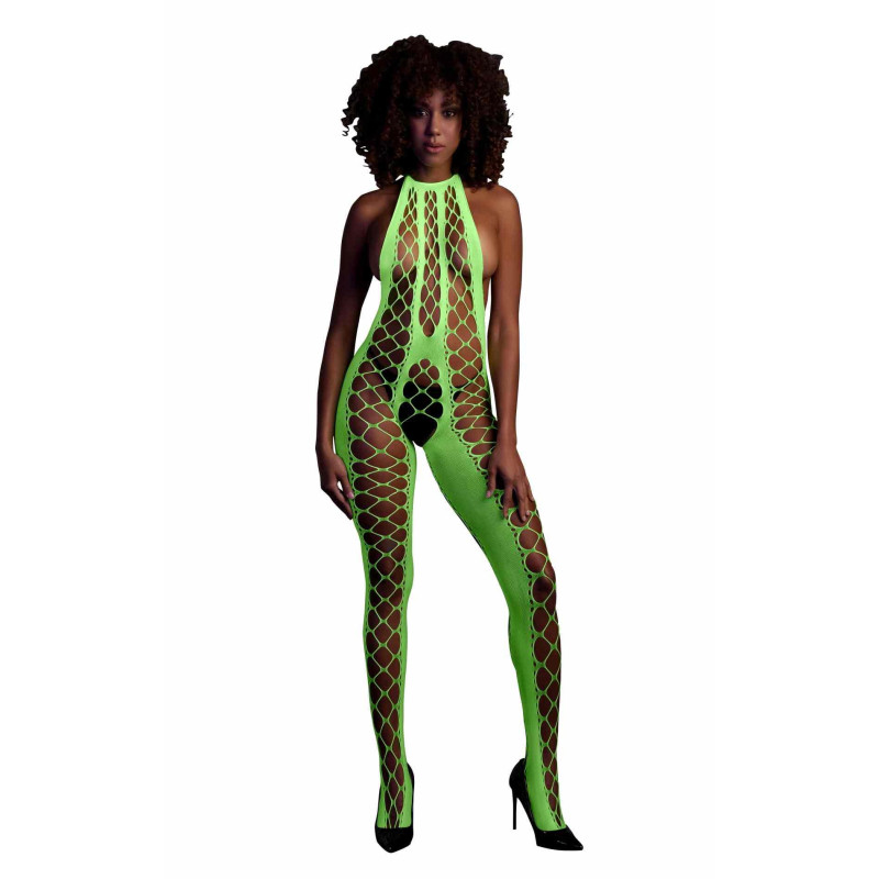 Бодистокинг Ouch! Bodystocking With Halterneck Green XS/XL