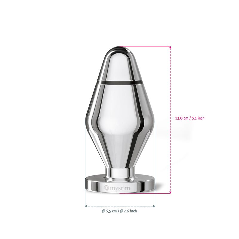 Металлическая анальная пробка Mystim Big John для электростимулятора, диаметр 6,5 см