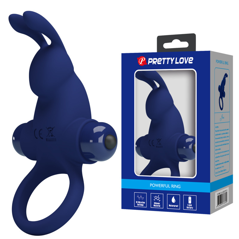 Эрекционное кольцо Pretty Love Powerful Ring Rabbit Vibro Stimulator Blue