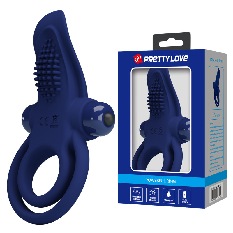Ерекційне кільце Pretty Love Powerful Ring Vibro Stimulator Blue