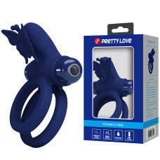 Эрекционное кольцо Pretty Love Powerful Vibro Butterfly Cock Ring Blue