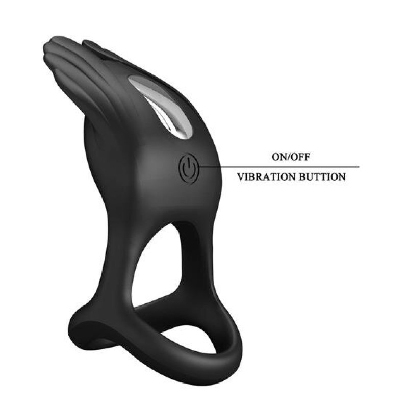 Эрекционное кольцо Pretty Love Silas Vibrant Penis Ring Black
