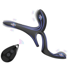 Вибрационное кольцо Erospace Men's Play Vibrating Cock Ring With Clitoral & Taint Stimulation B11