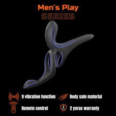 Вибрационное кольцо Erospace Men's Play Vibrating Cock Ring With Clitoral & Taint Stimulation B11