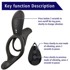 Вибрационное кольцо Erospace Men's Play Vibrating Cock Ring With Clitoral & Taint Stimulation B11