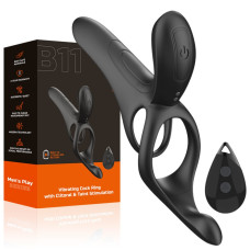 Вибрационное кольцо Erospace Men's Play Vibrating Cock Ring With Clitoral & Taint Stimulation B11