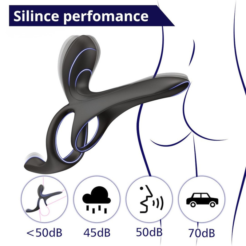 Вибрационное кольцо Erospace Men's Play Vibrating Cock Ring With Clitoral & Taint Stimulation B11