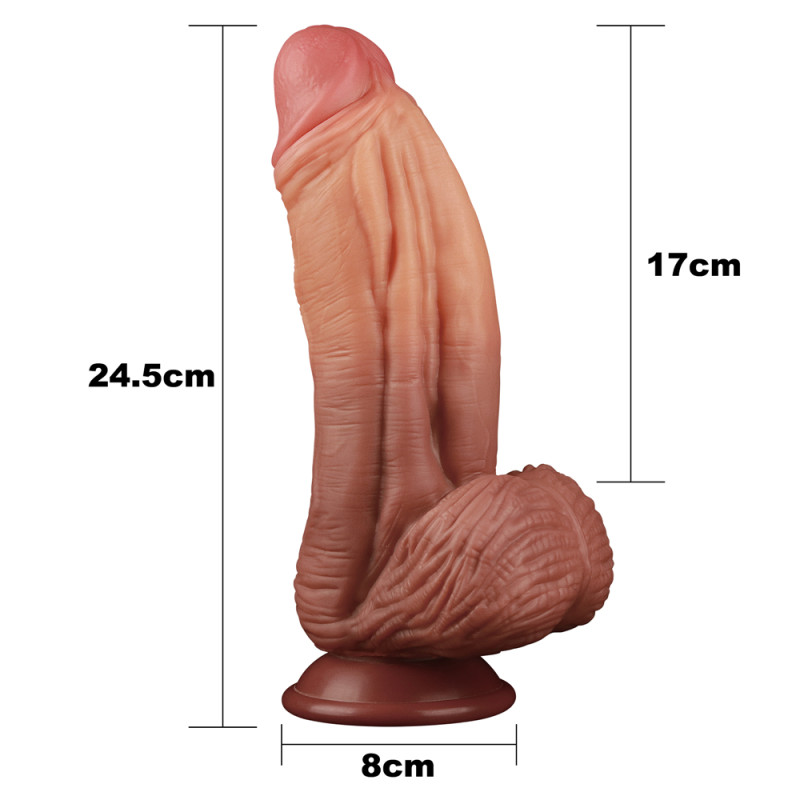 Фалоімітатор LoveToy Dual-Layered Silicone Cock 10 Brown Фалоімітатор LoveToy Dual-Layered Silicone Cock 10 Brown