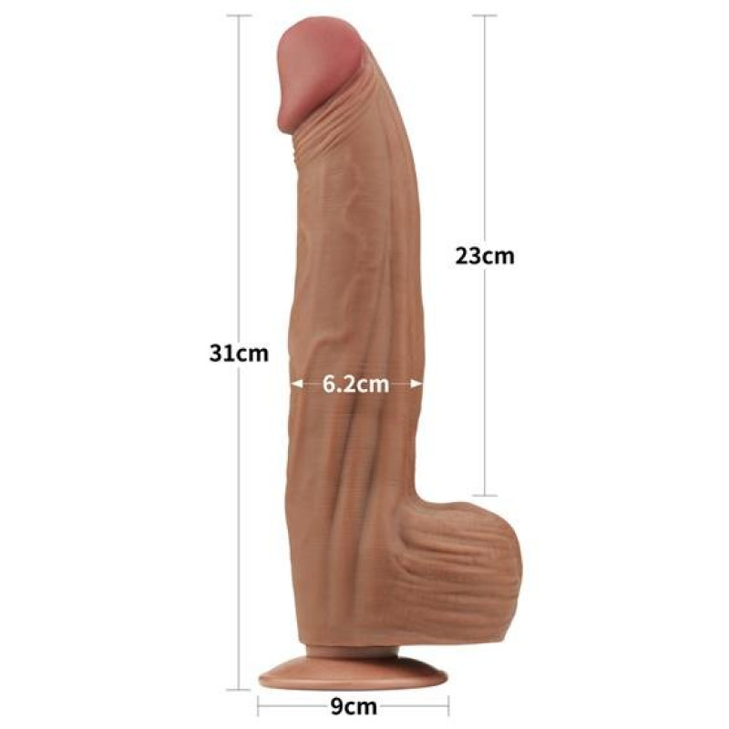 Фалоімітатор LoveToy Sliding-Skin Dual Layer Dong 12 Brown Фалоімітатор LoveToy Sliding-Skin Dual Layer Dong 12 Brown