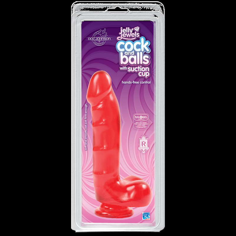 Фаллоимитатор Doc Johnson Jelly Jewels Cock and Balls with Suction Cup Красный Фаллоимитатор Doc Johnson Jelly Jewels Cock and Balls with Suction Cup Красный