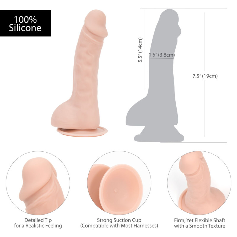 Вигнутий фалоімітатор на присосці ADDICTION — BRAD 7,5″ Dildo With Balls, Beige Вигнутий фалоімітатор на присосці ADDICTION — BRAD 7,5″ Dildo With Balls, Beige