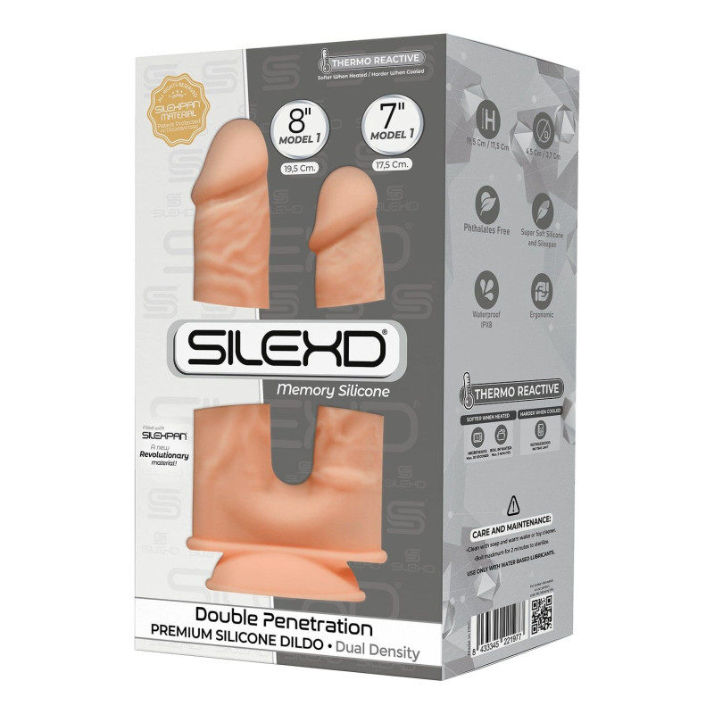 Фалоімітатор подвійний SilexD Double Gusto Flesh (Model 1 size 8 & 7), двошаровий, силікон + Silexd Фалоімітатор подвійний SilexD Double Gusto Flesh (Model 1 size 8 & 7), двошаровий, силікон + Silexd