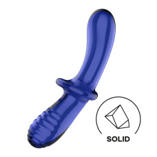 Двухсторонний стеклянный дилдо Satisfyer Double Crystal Light blue, боросиликатное стекло, унисекс