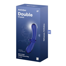 Двухсторонний стеклянный дилдо Satisfyer Double Crystal Light blue, боросиликатное стекло, унисекс