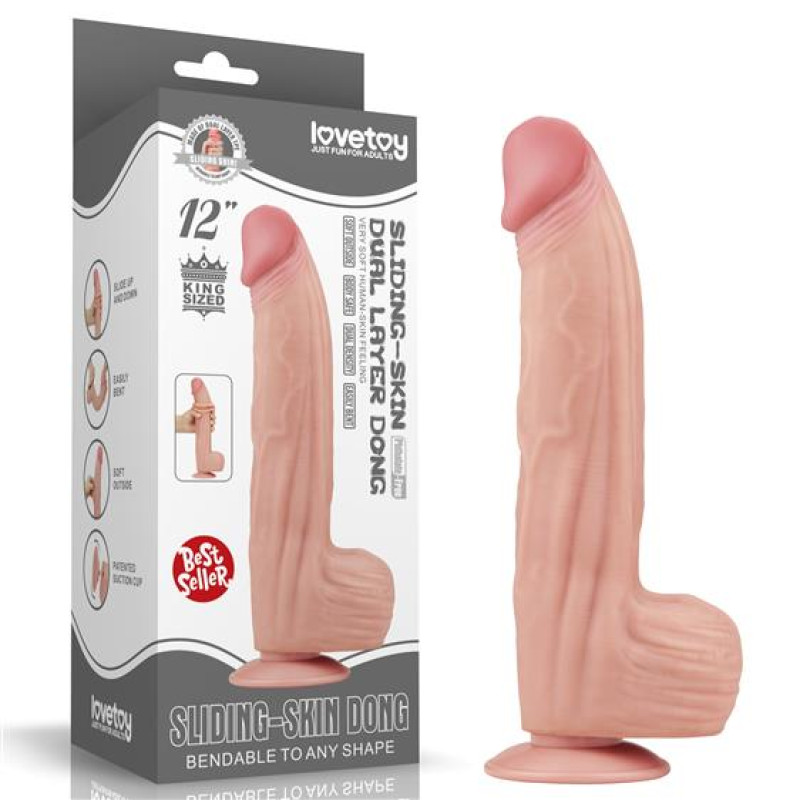 Фалоімітатор LoveToy Sliding-Skin Dual Layer Dong 12 Flesh Фалоімітатор LoveToy Sliding-Skin Dual Layer Dong 12 Flesh