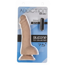 Изогнутый фаллоимитатор на присоске ADDICTION - BRAD 7,5″ Dildo With Balls, Beige