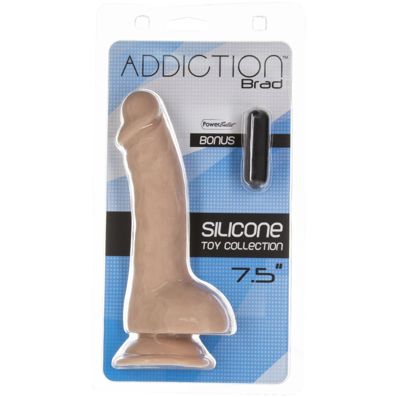 Вигнутий фалоімітатор на присосці ADDICTION — BRAD 7,5″ Dildo With Balls, Beige Вигнутий фалоімітатор на присосці ADDICTION — BRAD 7,5″ Dildo With Balls, Beige