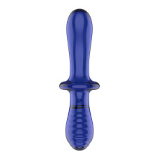 Двухсторонний стеклянный дилдо Satisfyer Double Crystal Light blue, боросиликатное стекло, унисекс