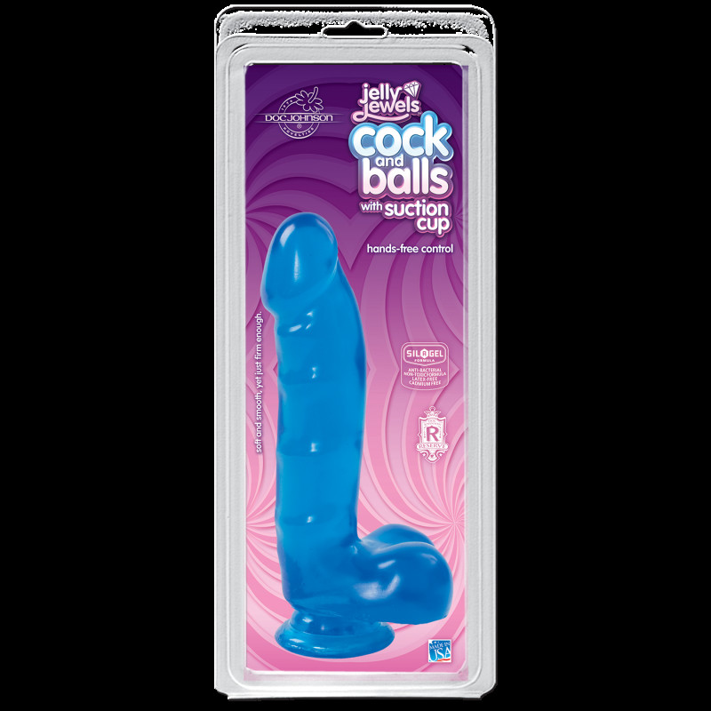 Фалоімітатор Doc Johnson Jelly Jewels Cock and Balls with Suction Cup Блакитний Фалоімітатор Doc Johnson Jelly Jewels Cock and Balls with Suction Cup Блакитний