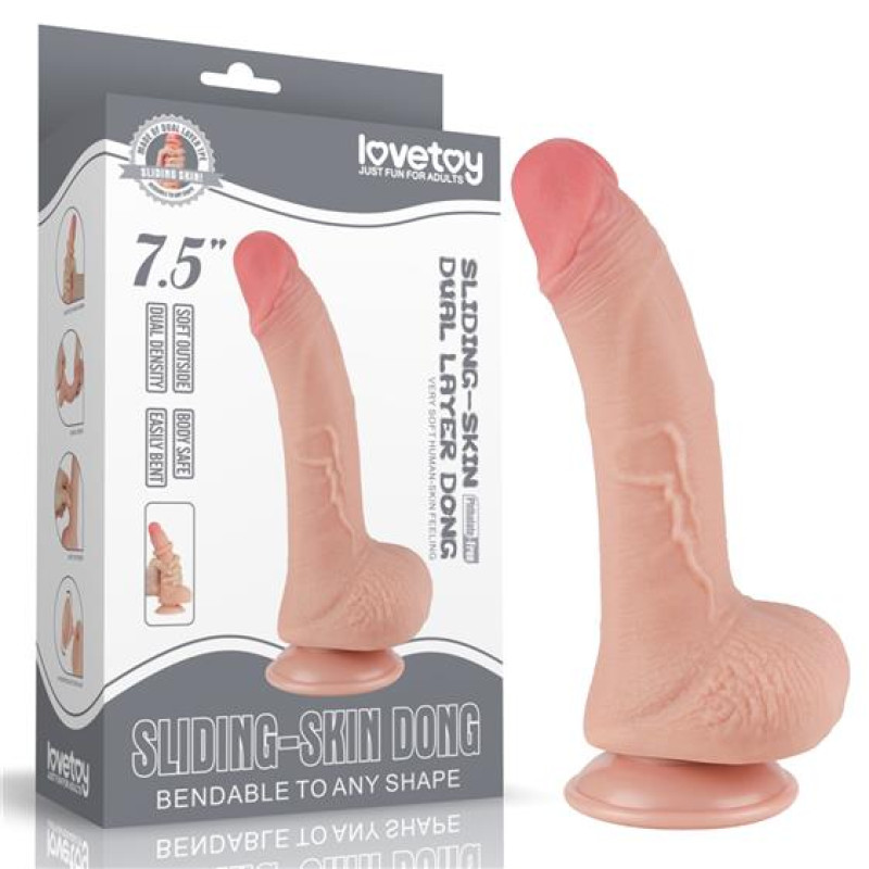 Фалоімітатор LoveToy Sliding-Skin Dual Layer Dong 7.5 992 Flesh Фалоімітатор LoveToy Sliding-Skin Dual Layer Dong 7.5 992 Flesh