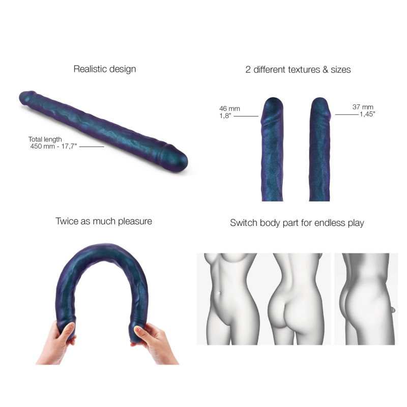 Фаллоимитатор двойной Strap-On-Me DOUBLE DONG REALISTIC DILDO - SNAKY METALLIC COLOR Фаллоимитатор двойной Strap-On-Me DOUBLE DONG REALISTIC DILDO - SNAKY METALLIC COLOR