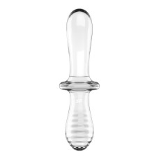 Двухсторонний стеклянный дилдо Satisfyer Double Crystal Transparent, боросиликатное стекло, унисекс