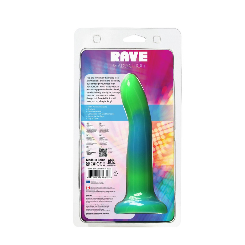 Светящийся в темноте фаллоимитатор ADDICTION Rave 8 Glow in the Dark Dildo Blue Green, 20,3 см Светящийся в темноте фаллоимитатор ADDICTION Rave 8 Glow in the Dark Dildo Blue Green, 20,3 см