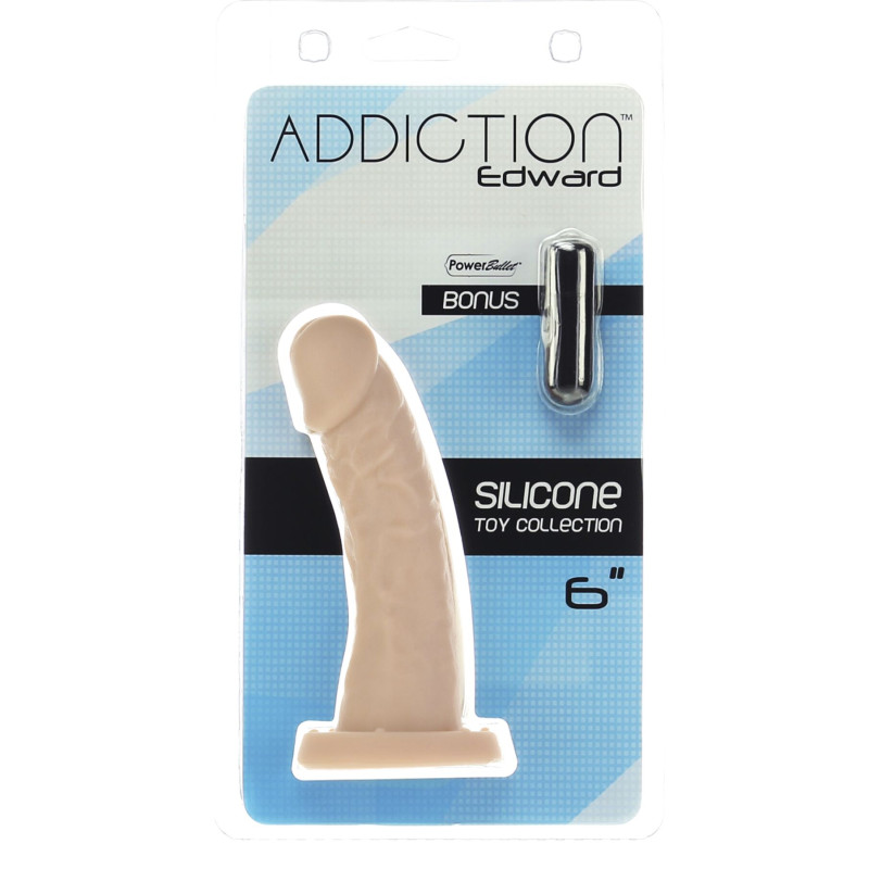 Вигнутий фалоімітатор на присосці ADDICTION — Edward 6″ Curved Dong, віброкуля в подарунок Вигнутий фалоімітатор на присосці ADDICTION — Edward 6″ Curved Dong, віброкуля в подарунок