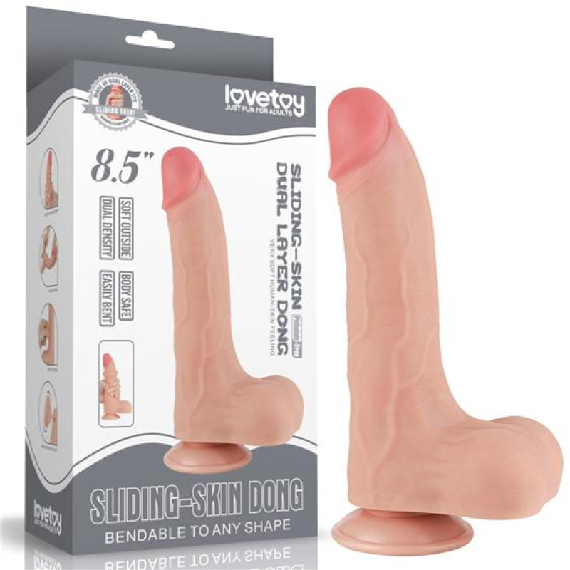Фалоімітатор LoveToy Sliding-Skin Dual Layer Dong 8.5 999 Flesh Фалоімітатор LoveToy Sliding-Skin Dual Layer Dong 8.5 999 Flesh