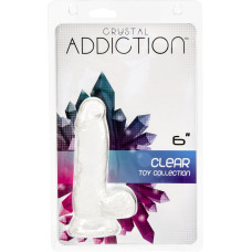 Прозрачный фаллоимитатор на присоске ADDICTION - Clear Dildo with Balls 6″, виброшар в подарок